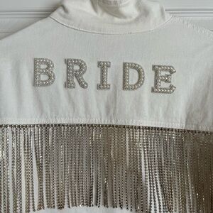 White Bride Jacket with Rhinestone Fringe